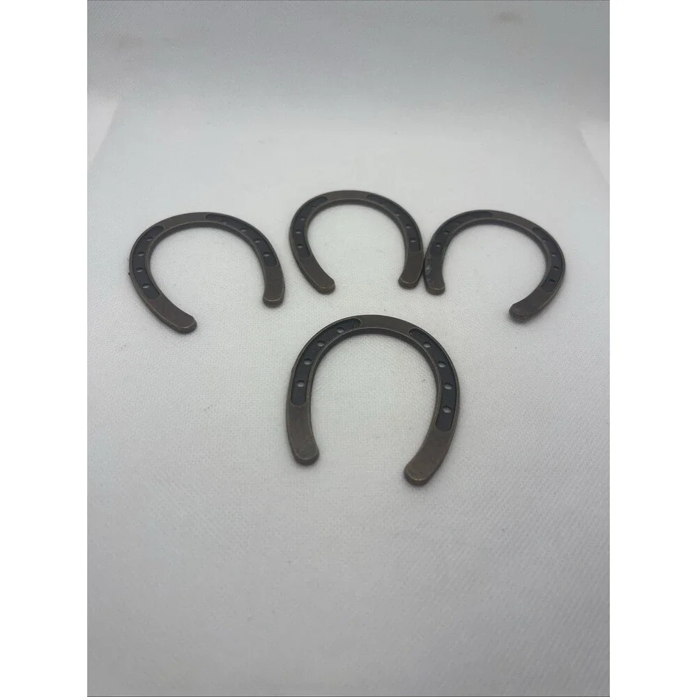 Vintage 4 Small Brass Lucky Horseshoe Western Decor Equestrian 3” Horse Shoe